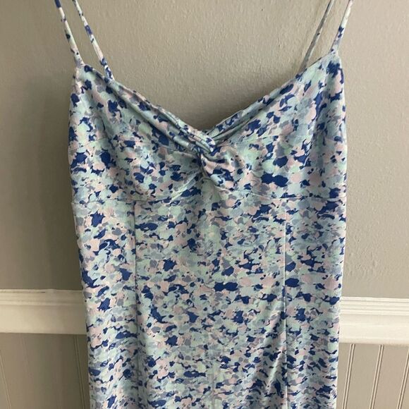 Women's Mango Blue Multi Color Floral Printed Mini Dress - Picture 7 of 13